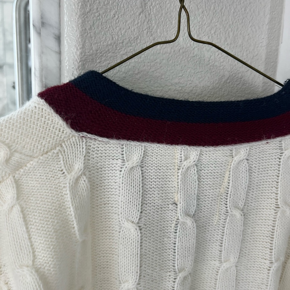 Men’s Medium Cream Cable Knit Sweater Seasport Sportswear - Picture 8 of 12